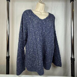 Alya V-Neck Sweater Blue with White sprinkles Women's Medium